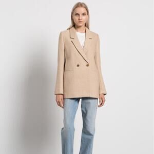 Anine Bing Fishbone Blazer in Tan and Cream Size XS